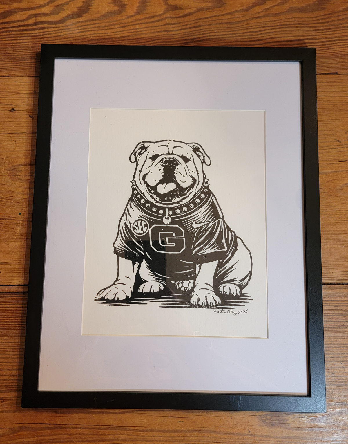 University of Georgia UGA Bulldog Mascot Original Art Woodblock Prints For Sale