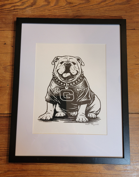 University of Georgia UGA Bulldog Mascot Original Art Woodblock Prints For Sale