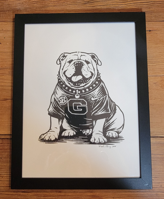 University of Georgia UGA Bulldog Mascot Original Art Woodblock Prints For Sale