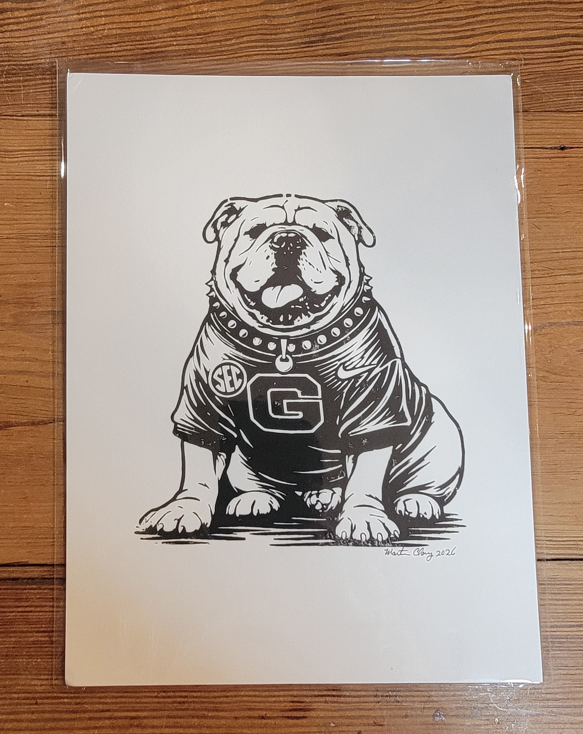 University of Georgia UGA Bulldog Mascot Original Art Woodblock Prints For Sale